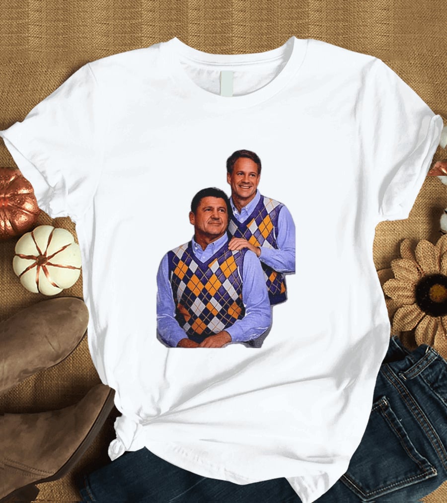 LSU Tigers Ed Orgeron Vs Kim Mulkey Argyle Sweater Coaches T-Shirt