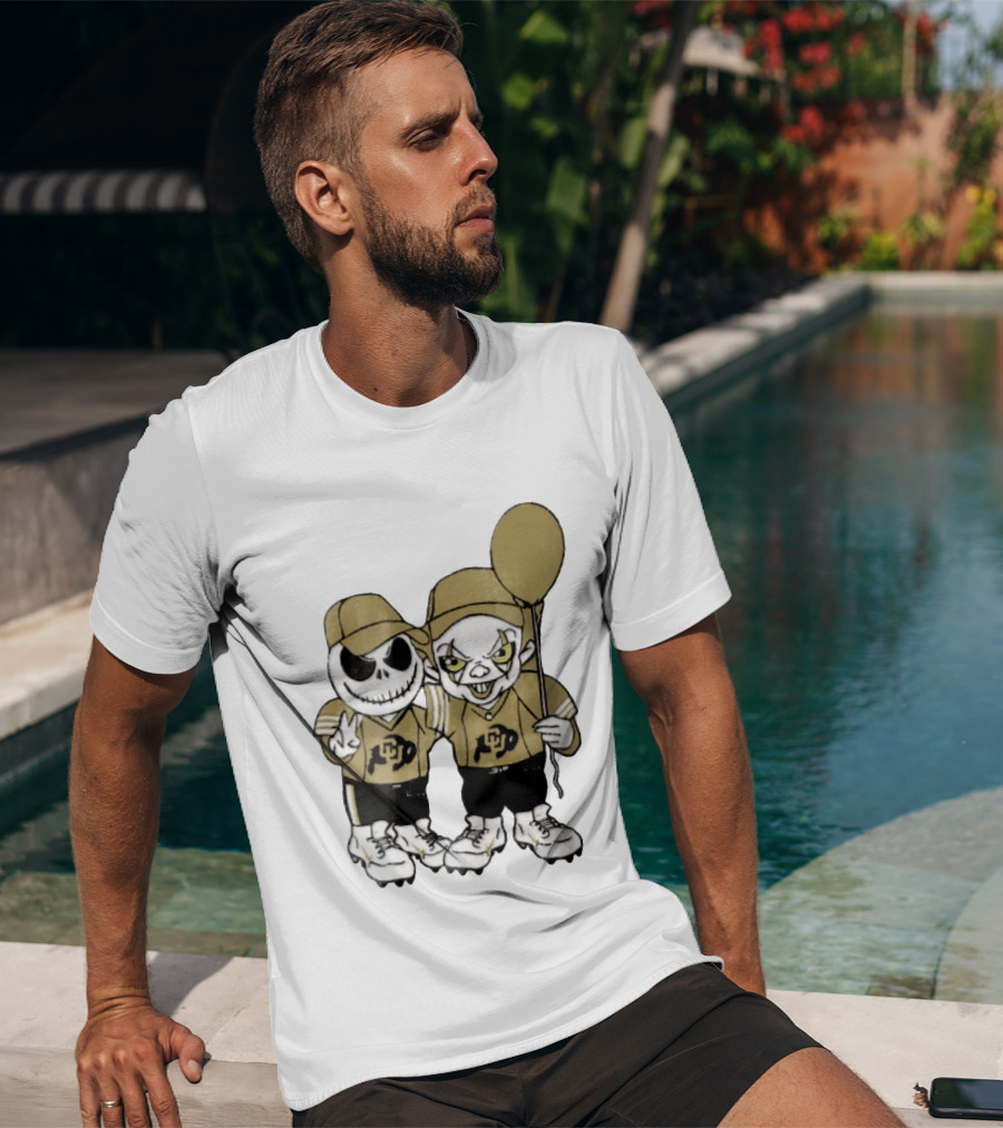 Colorado Buffaloes NCAA Jack Skellington Clown With Balloon Football T-Shirt