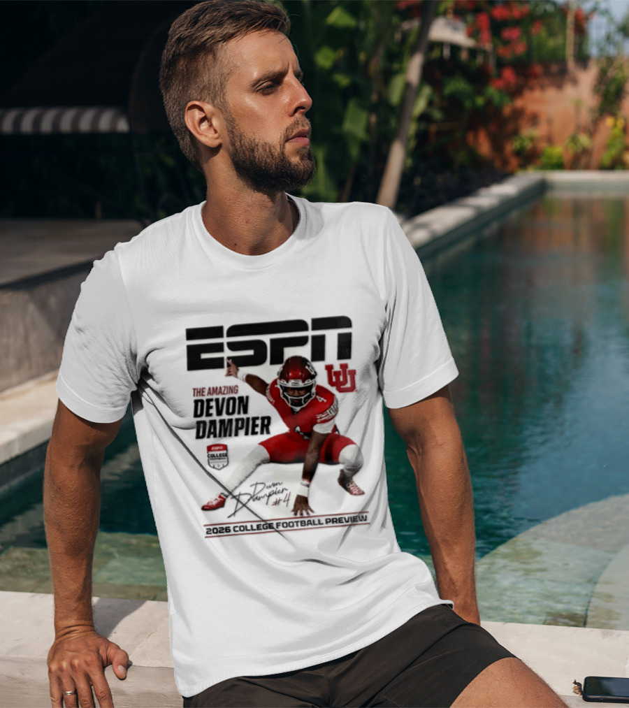 ESPN College Football 2026 Preview Devon Dampier Utah Utes T-Shirt