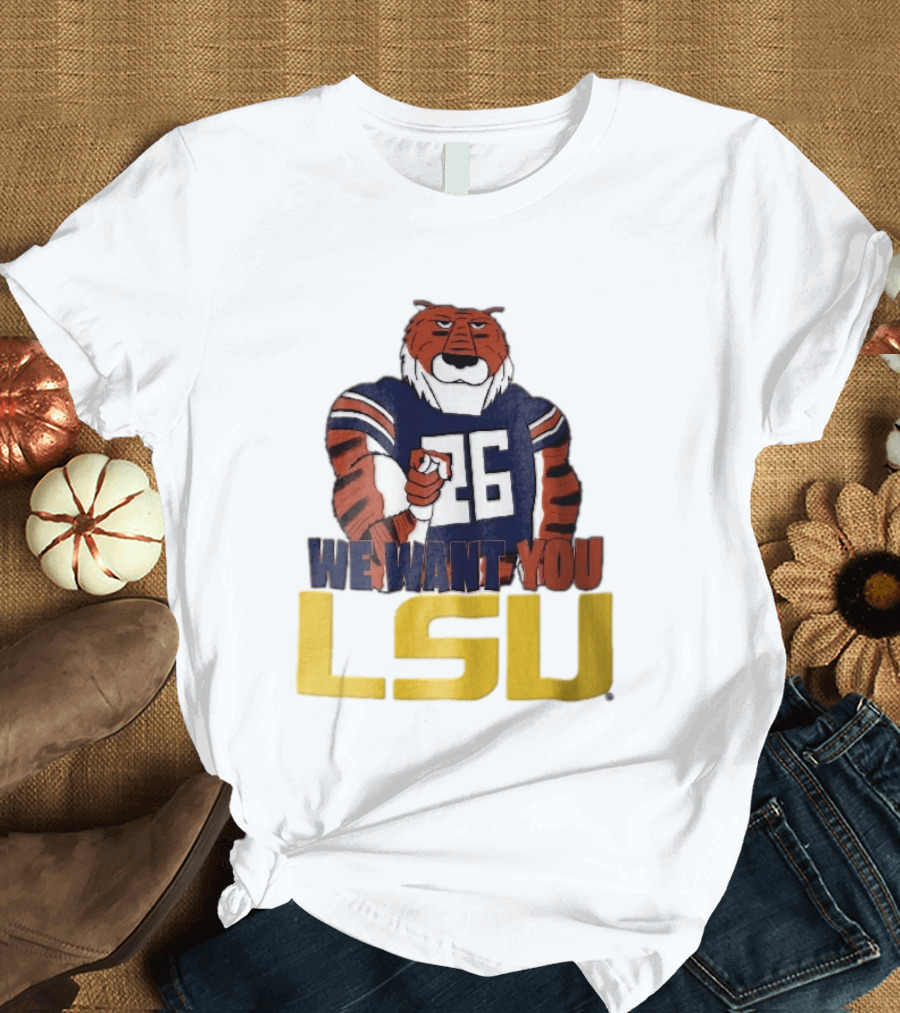 LSU Tigers We Want You Number 26 Mascot Pointing T-Shirt