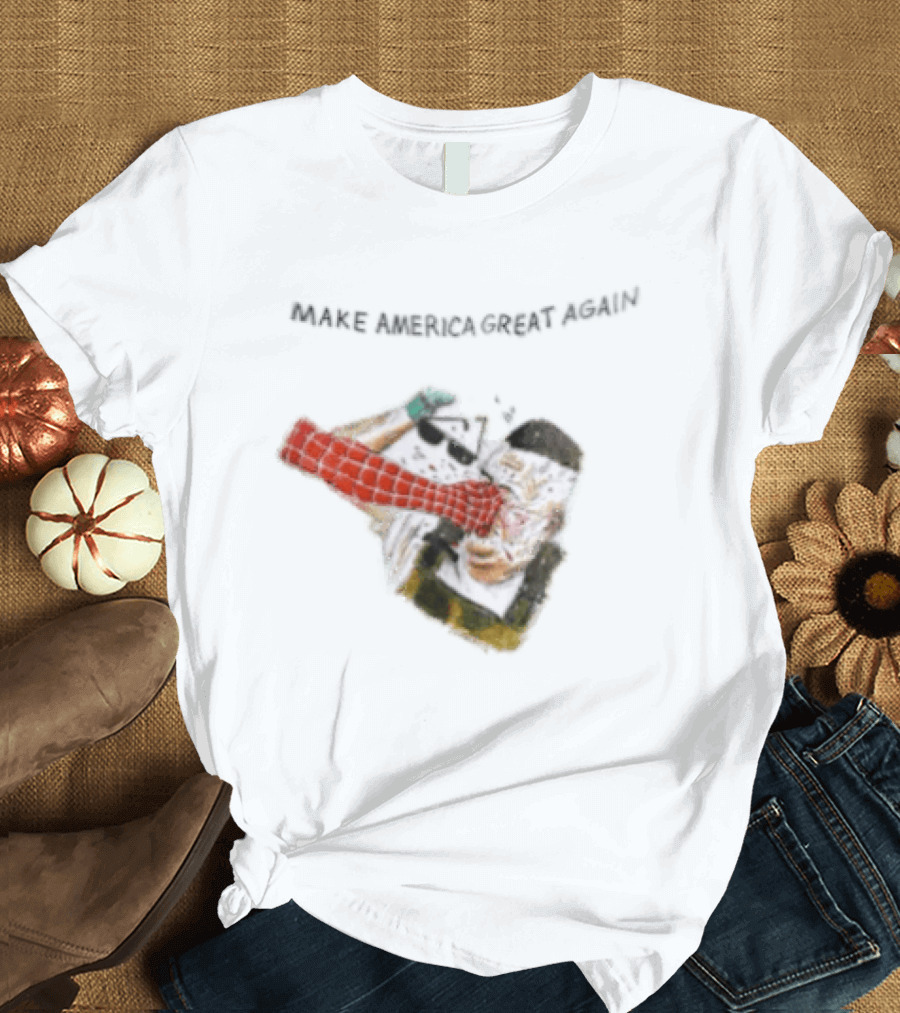 Make America Great Again Spider Man Punching Political Caricature T-Shirt