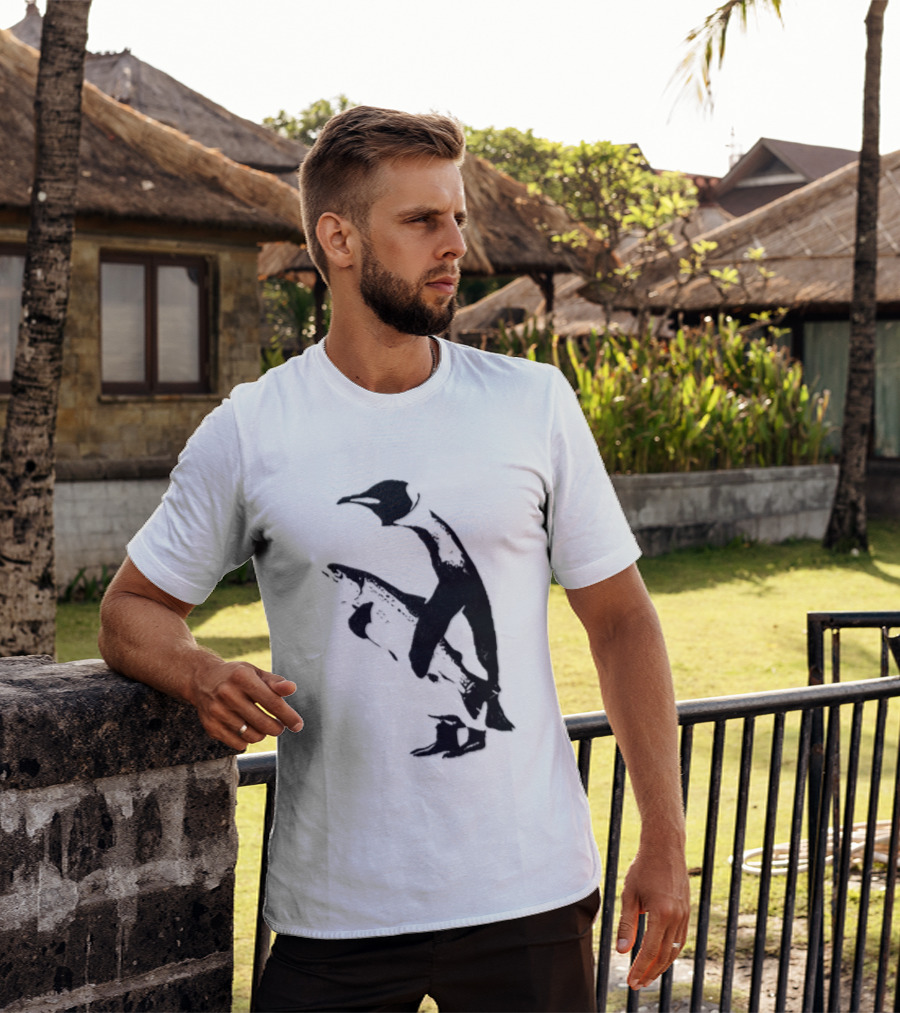 Penguin Holding A Fish T-Shirt