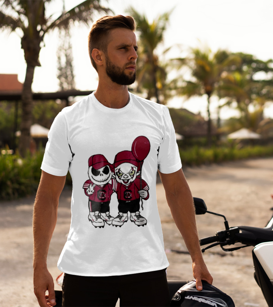 South Carolina Gamecocks NCAA Jack Skellington Pennywise Red Balloon Cartoon T-Shirt