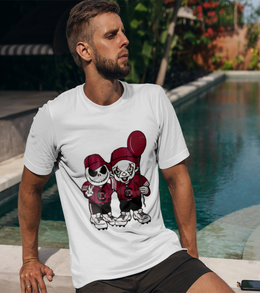 South Carolina Gamecocks NCAA Jack Skellington Pennywise Red Balloon Cartoon T-Shirt