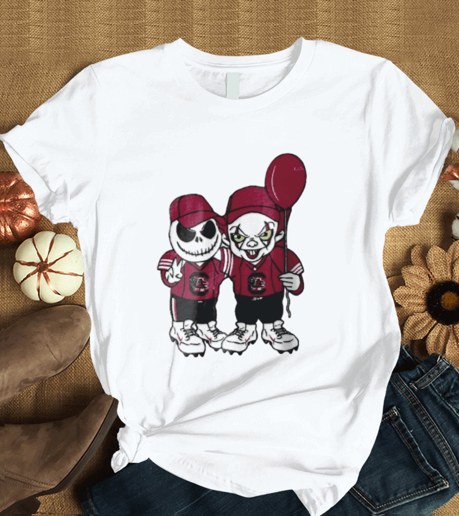 South Carolina Gamecocks NCAA Jack Skellington Pennywise Red Balloon Cartoon T-Shirt