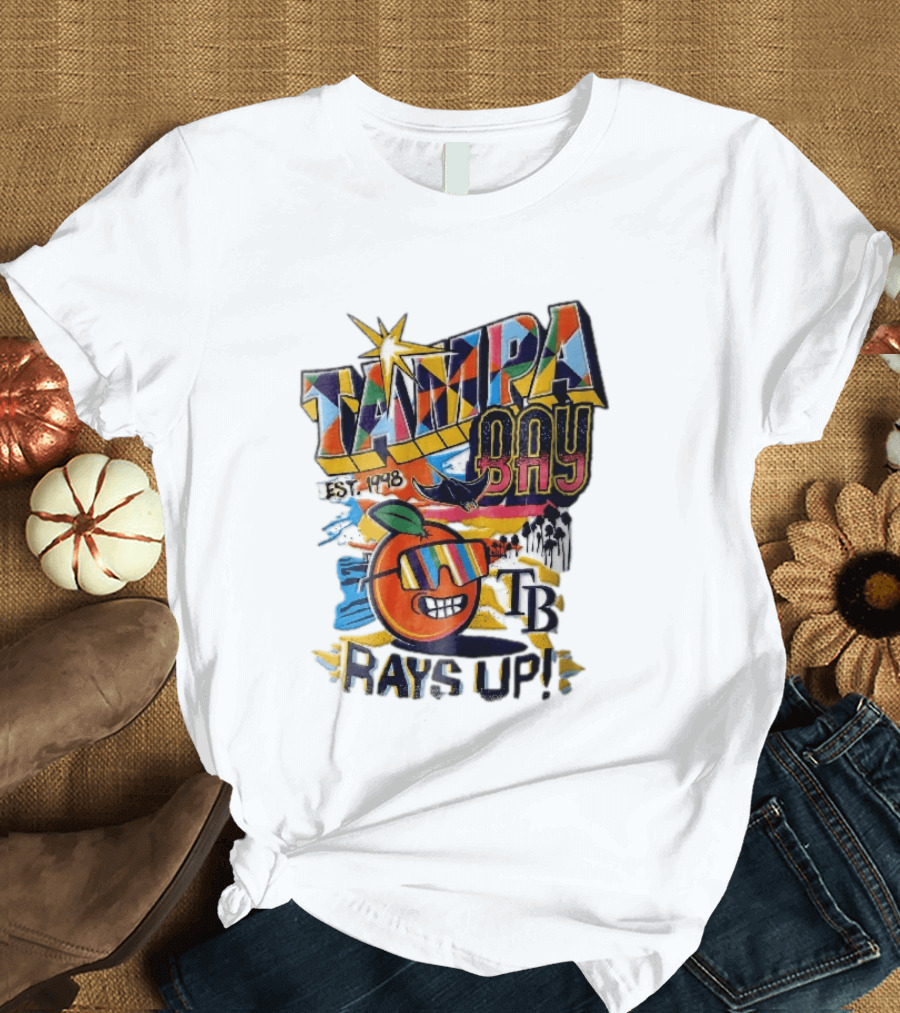Tampa Bay Rays Est 1998 Cartoon Orange Sunglasses Palm Trees Stingray Rays Up T-Shirt