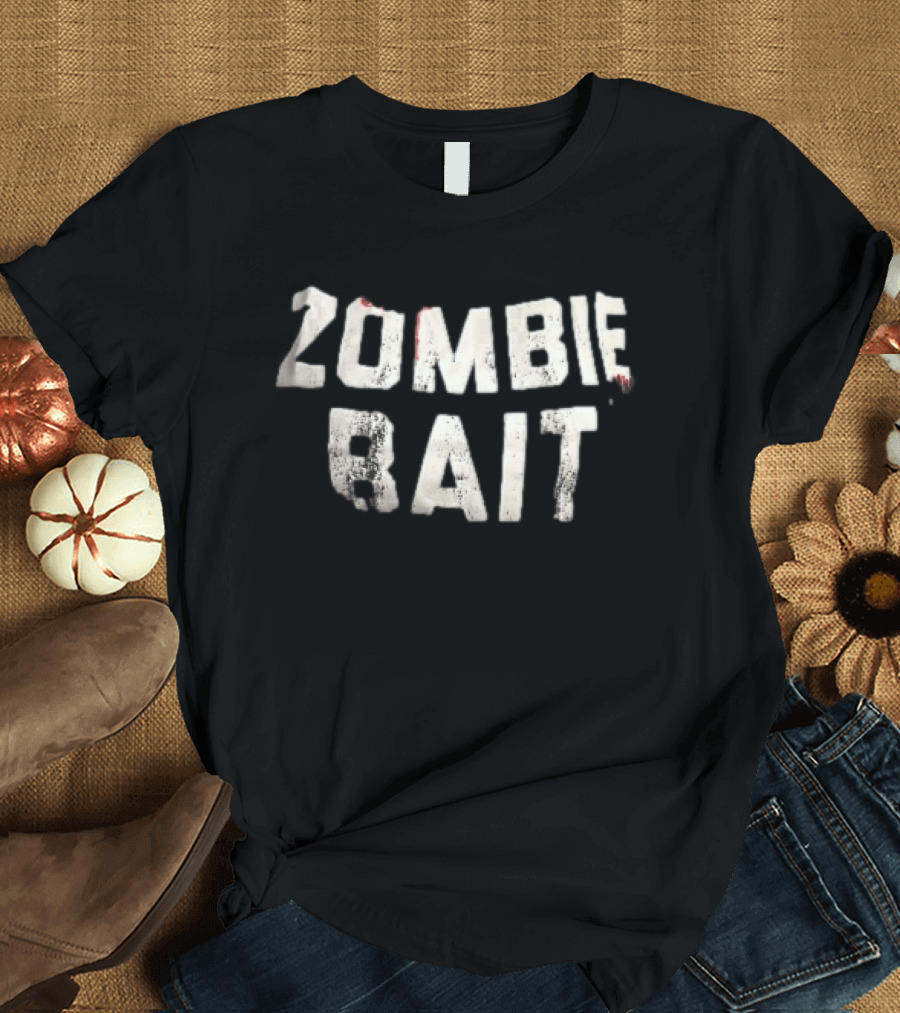 Zombie Bait Distressed White Bloodstained Crumpled Tape T-Shirt