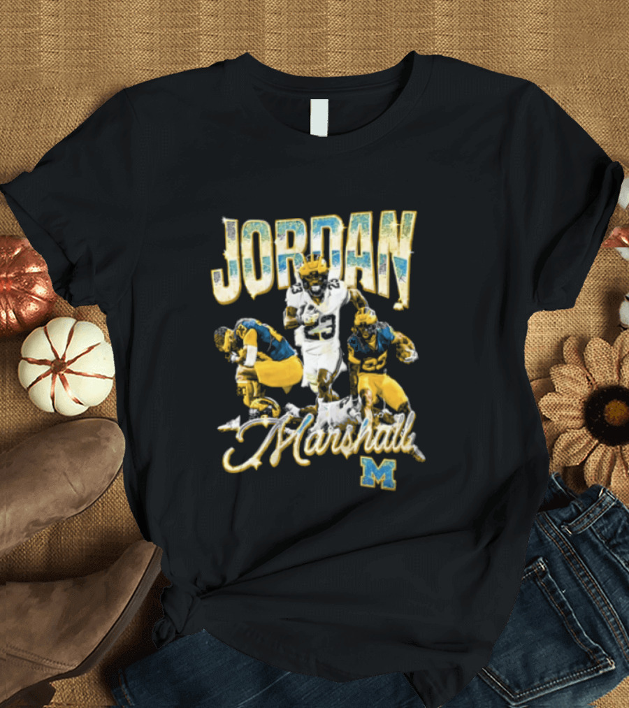 Jordan Marshall Michigan Wolverines Football Collage T-Shirt