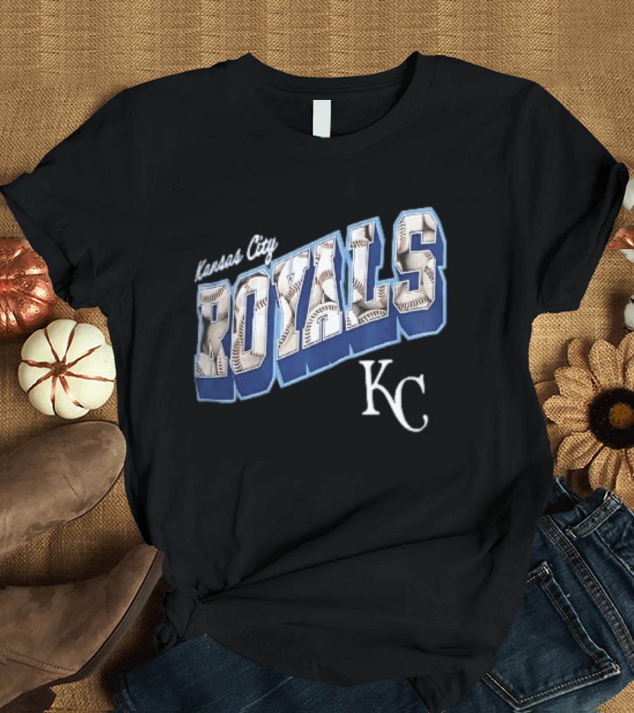 Kansas City Royals Baseball 3D Block KC T-Shirt