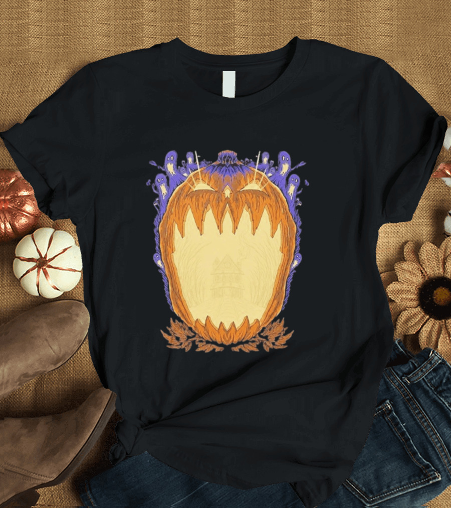 Pumpkin Ghost Haunted House Halloween Spooky Jack O' Lantern T-Shirt