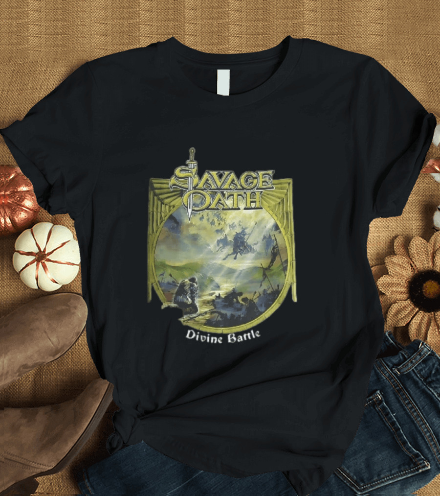 Savage Oath Divine Battle Ghostly Cavalry And Wounded Kneeling Knight T-Shirt