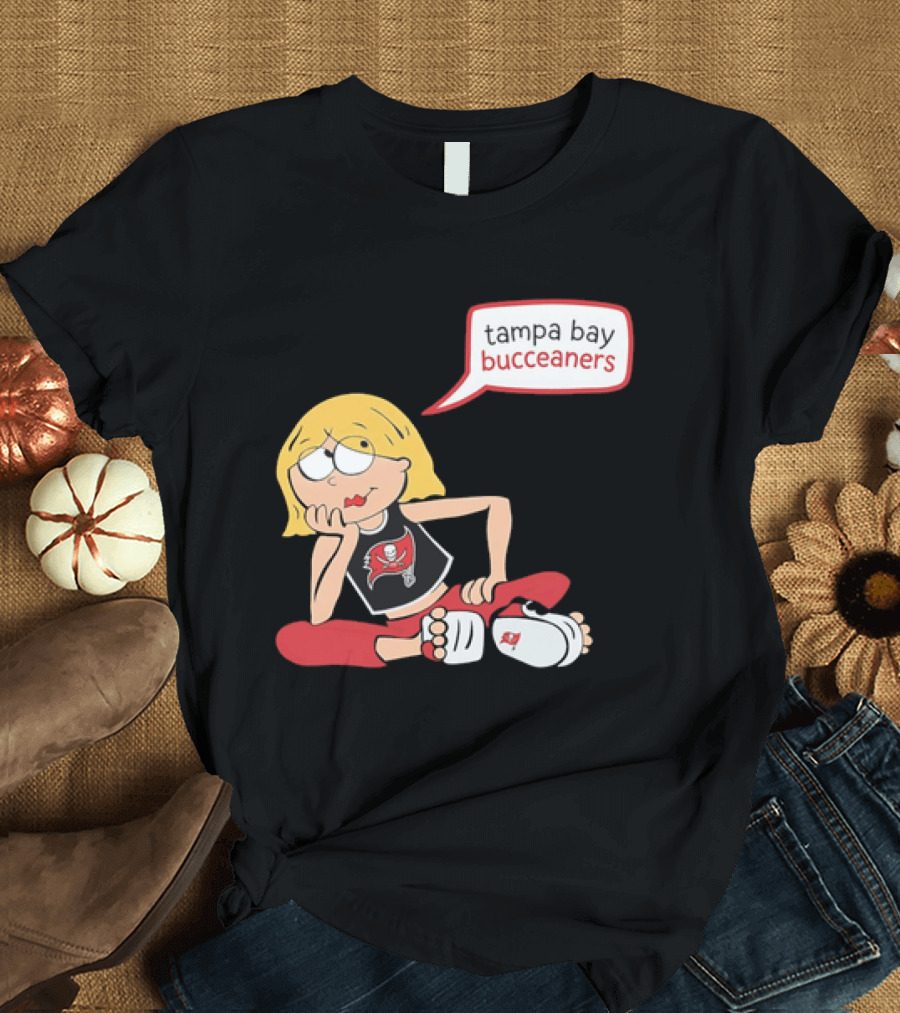 Tampa Bay Buccaneers Cartoon Blonde Girl Speech Bubble Red Pants T-Shirt