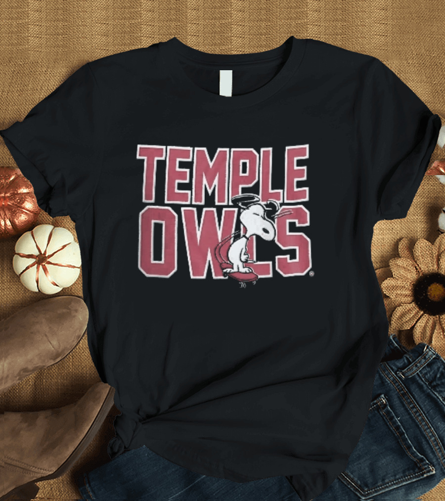 Temple Owls NCAA Snoopy Skateboarding Sunglasses T-Shirt