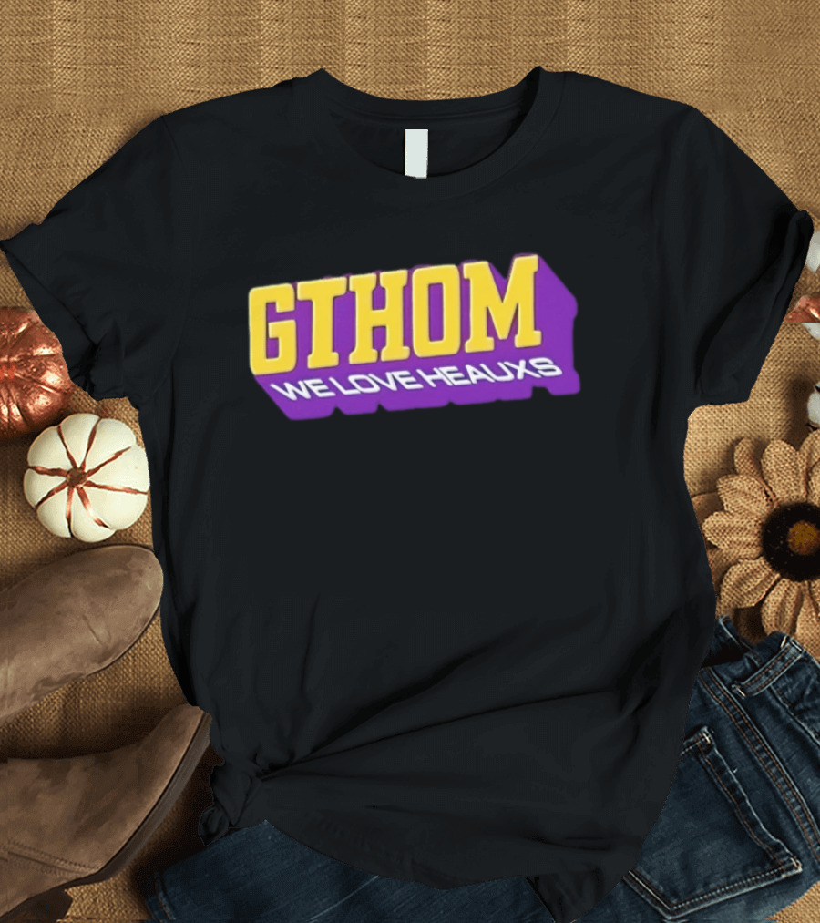 GTHOM We Love Heauxs Purple And Yellow Block Letters T-Shirt