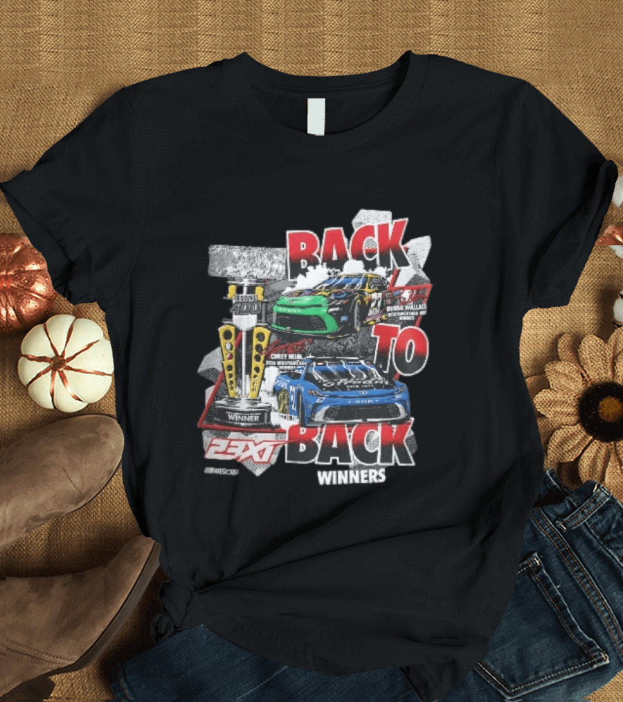 23XI NASCAR Back To Back Winners Bubba Wallace Corey Heim Brickyard 400 Race Cars Trophy 2025 2026 T-Shirt