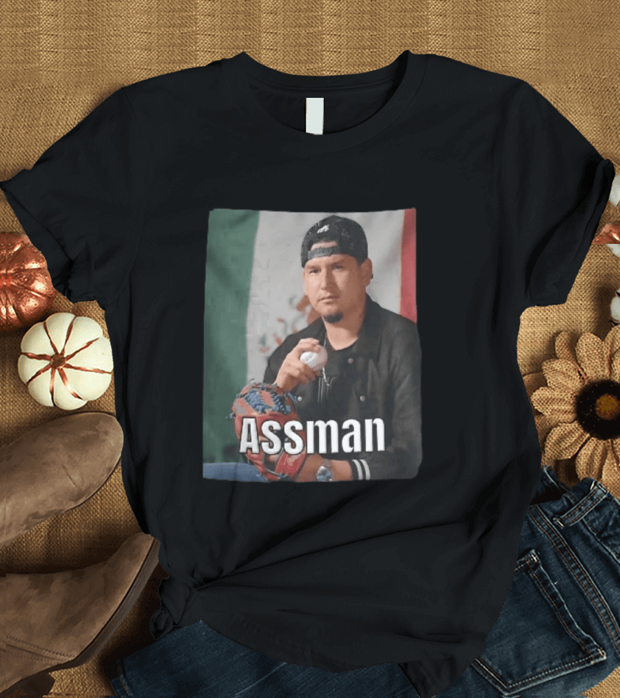 Assman Baseball Pitcher Holding Ball With Mexican Flag T-Shirt