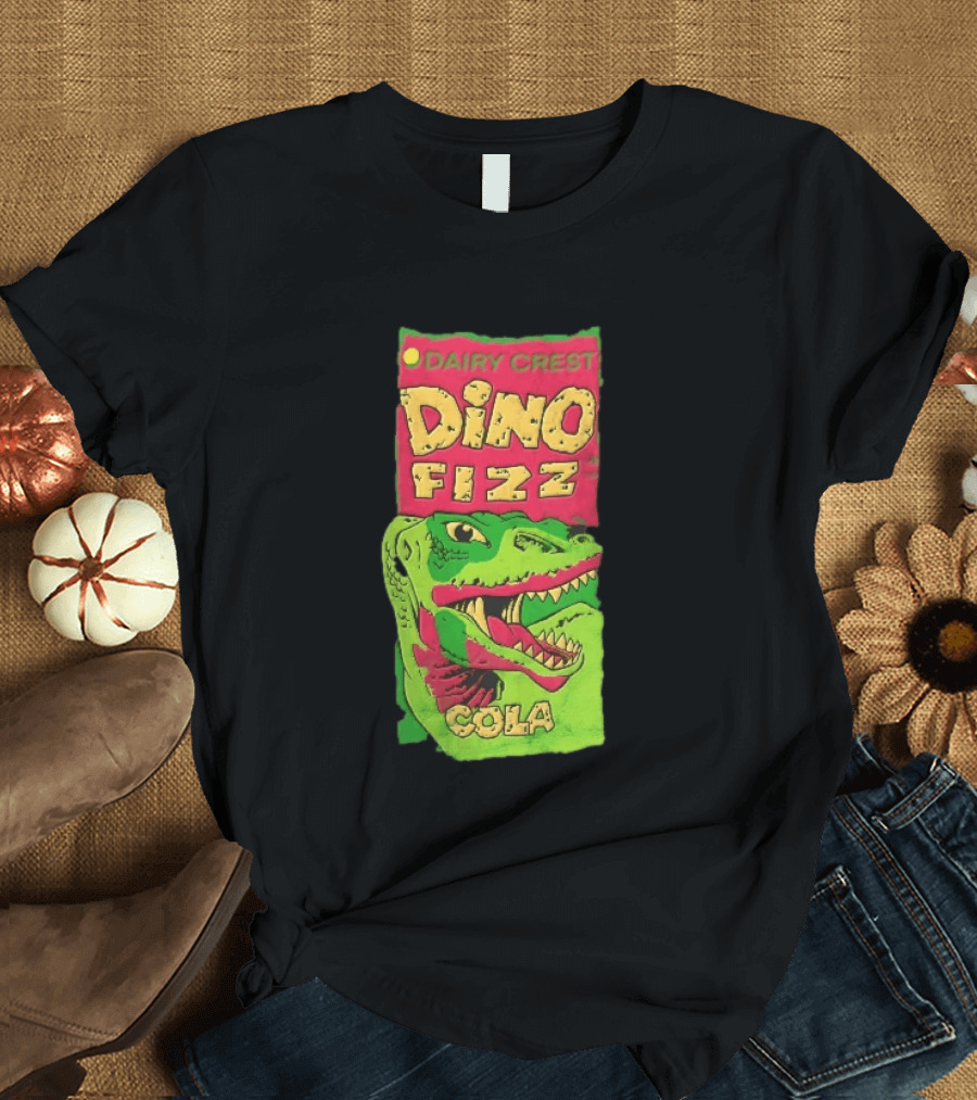 Dairy Crest Dino Fizz Cola Green Dinosaur Open Mouth Red T-Shirt