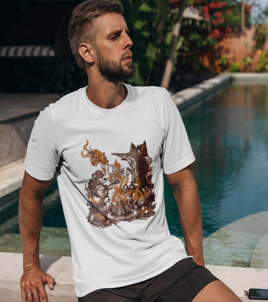 Banjo Kazooie Bear And Bird Music Campfire Jiggy Pixel T-Shirt