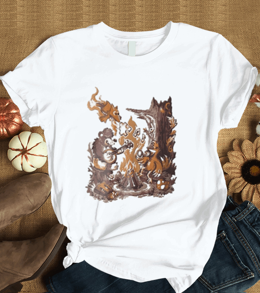 Banjo Kazooie Bear And Bird Music Campfire Jiggy Pixel T-Shirt