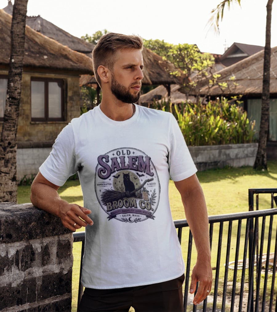 Old Salem Broom Co Handcrafted And Hexed Quality Brooms For Every Witch Salem Mass T-Shirt