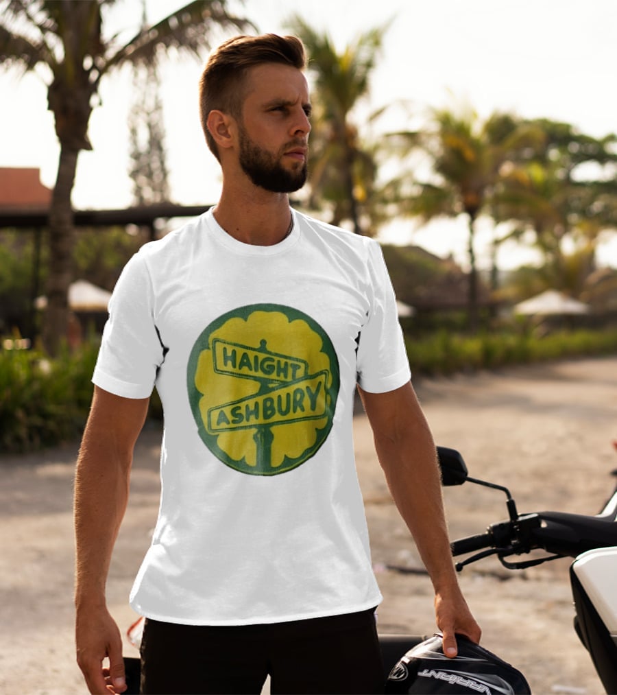 Haight Ashbury Street Sign Yellow Flower T-Shirt