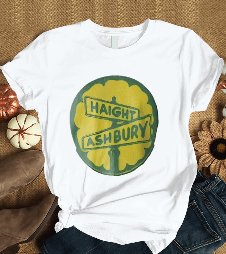 Haight Ashbury Street Sign Yellow Flower T-Shirt
