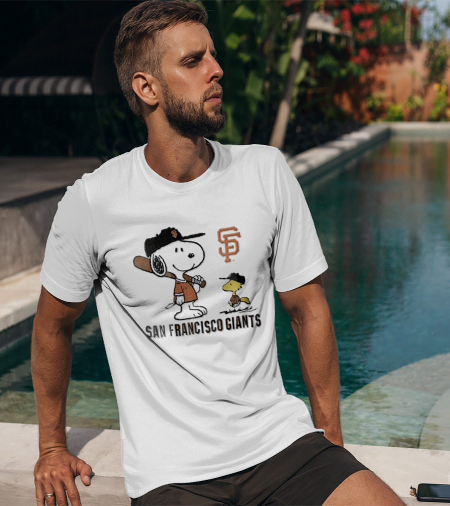San Francisco Giants Snoopy Woodstock Cartoon Baseball MLB T-Shirt