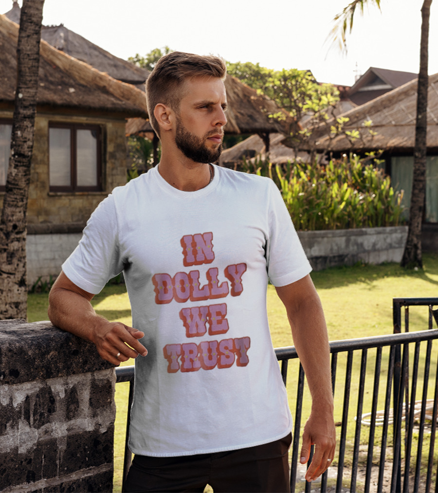 In Dolly We Trust Pink Orange Western Yellow Stars T-Shirt