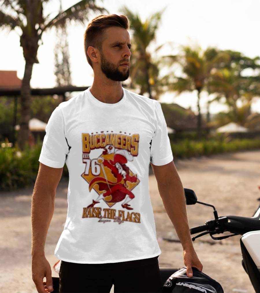 Buccaneers EST 76 Captain Hook Raise The Flags T-Shirt