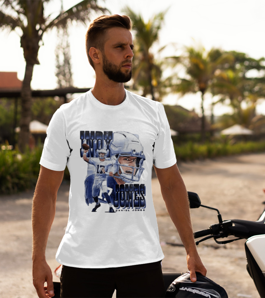 Indy Jones Football Quarterback Throwing Action Close Up Helmet T-Shirt