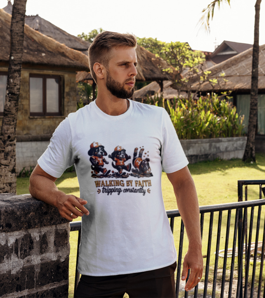 Tennessee Volunteers Walking By Faith Tripping Constantly Puppy T-Shirt