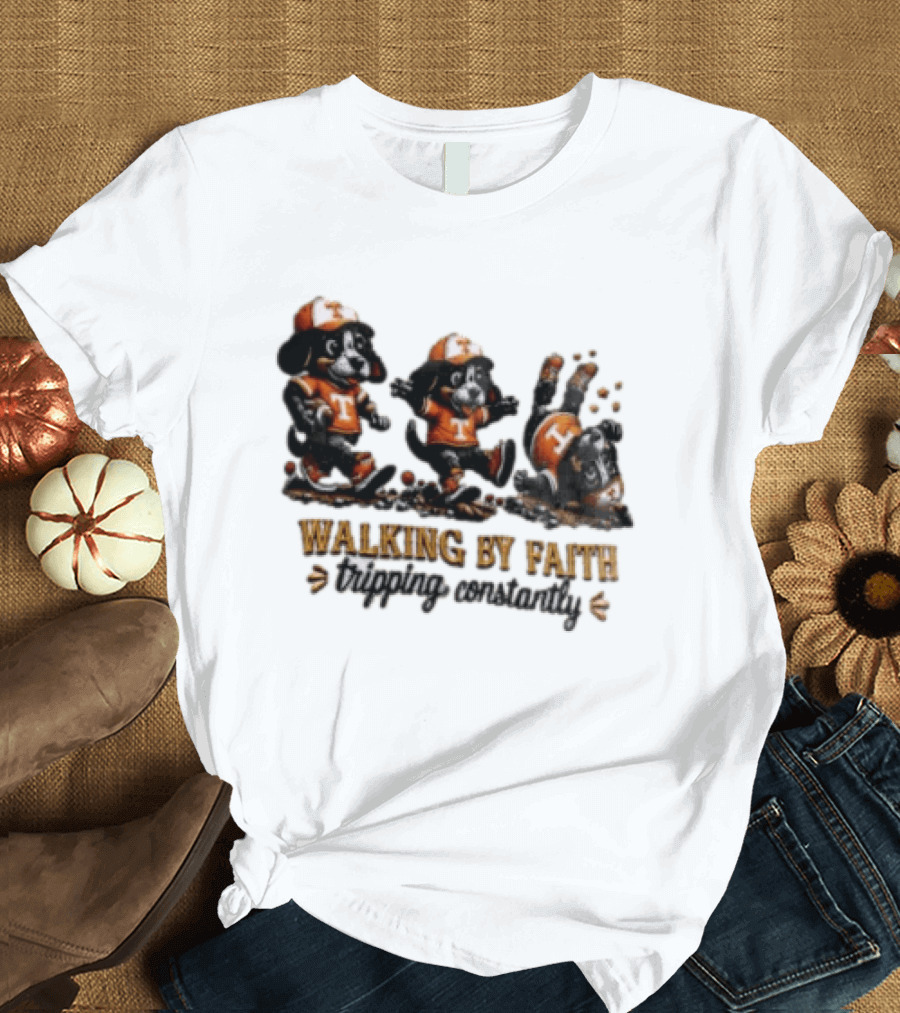 Tennessee Volunteers Walking By Faith Tripping Constantly Puppy T-Shirt