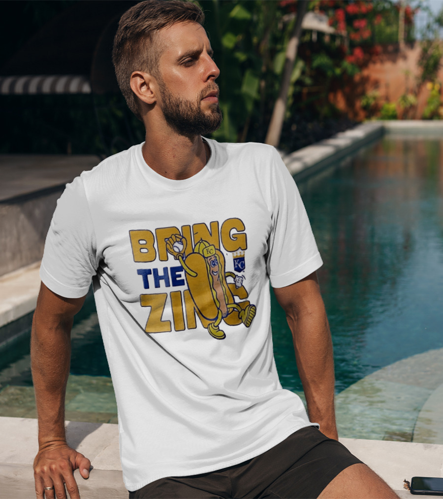 Kansas City Royals Bring The Zing Cartoon Hot Dog KC Baseball Glove T-Shirt