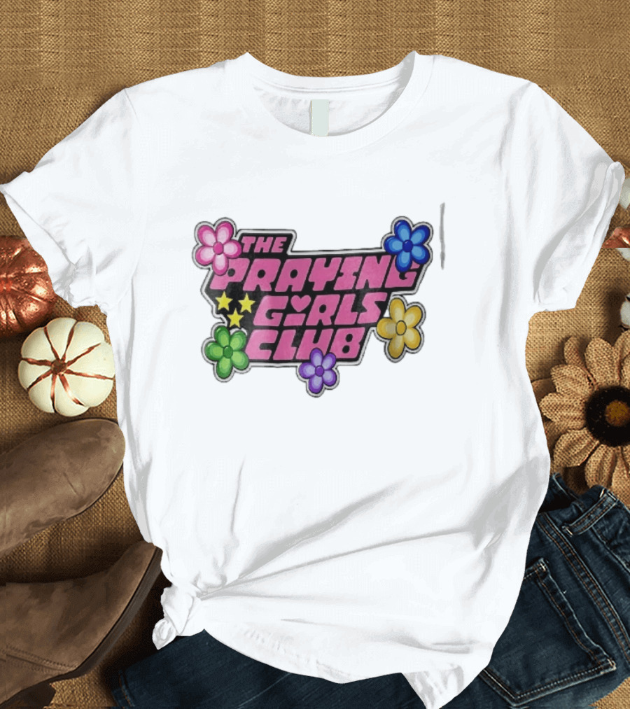 The Praying Girls Club Pink Floral Stars Flower Bubble T-Shirt
