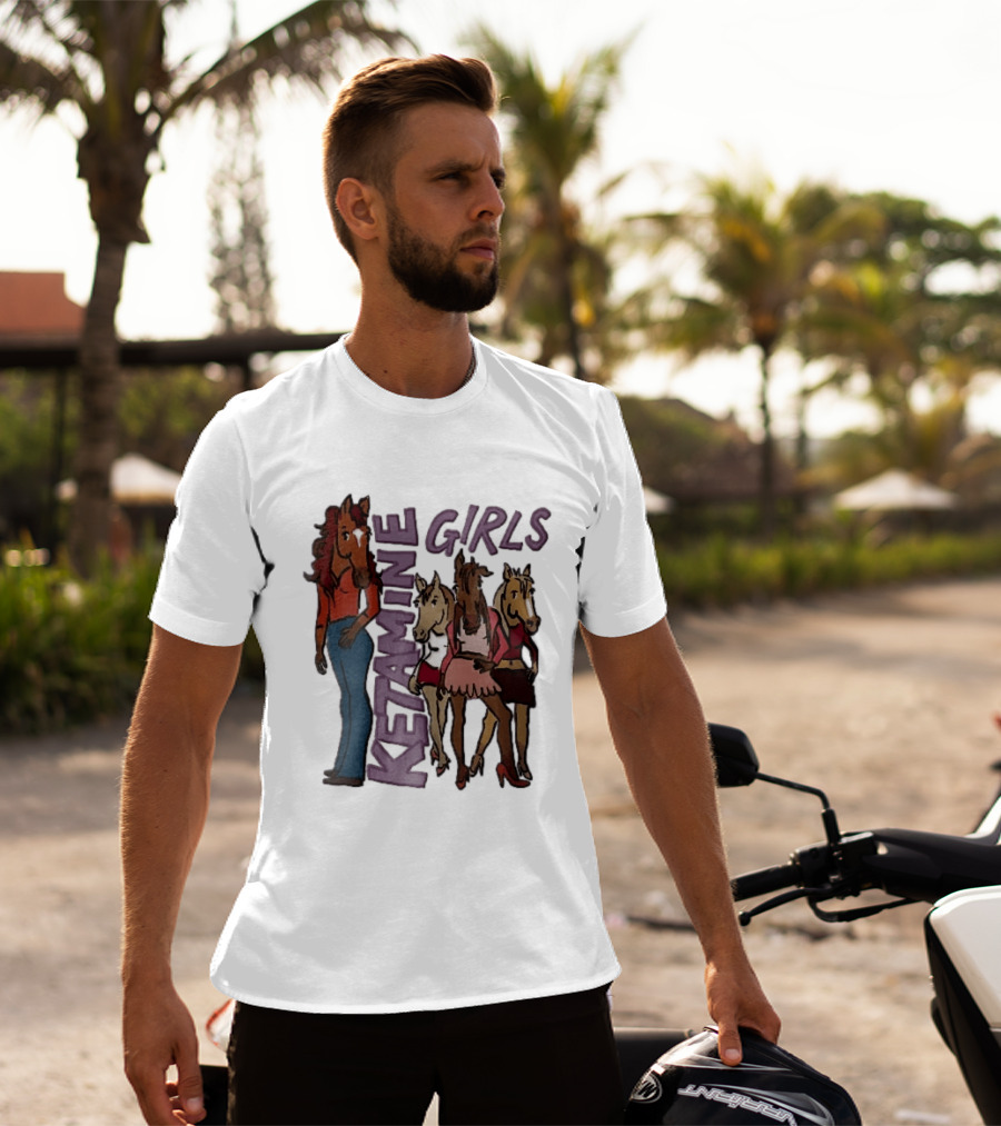 Ketamine Girls Cartoon Anthropomorphic Female Horses Fashion Outfits T-Shirt