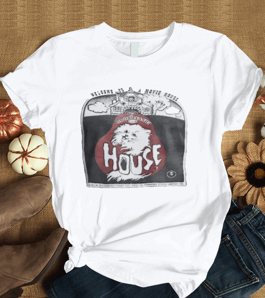 Welcome To A Movie House Ob Obayashi Film Toho Co Ltd Fluffy White Cat T-Shirt
