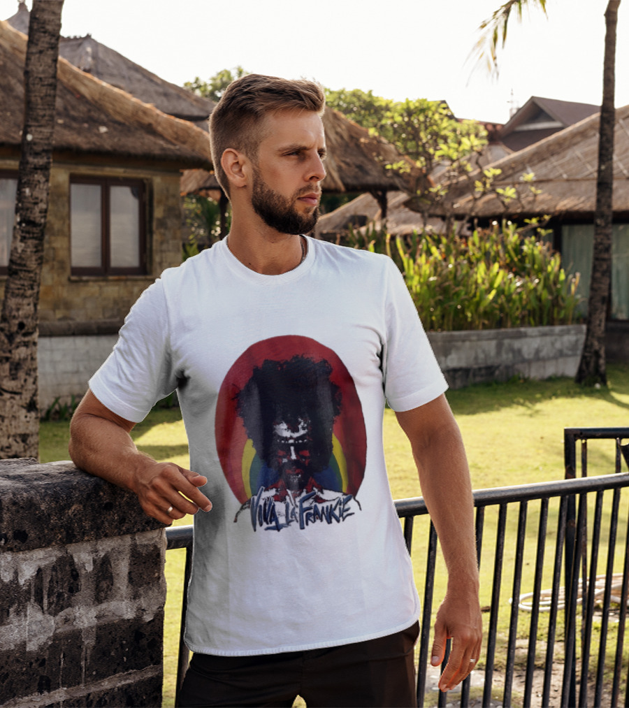 Viva LA Frankie Afro Man Glasses Rainbow Oval T-Shirt