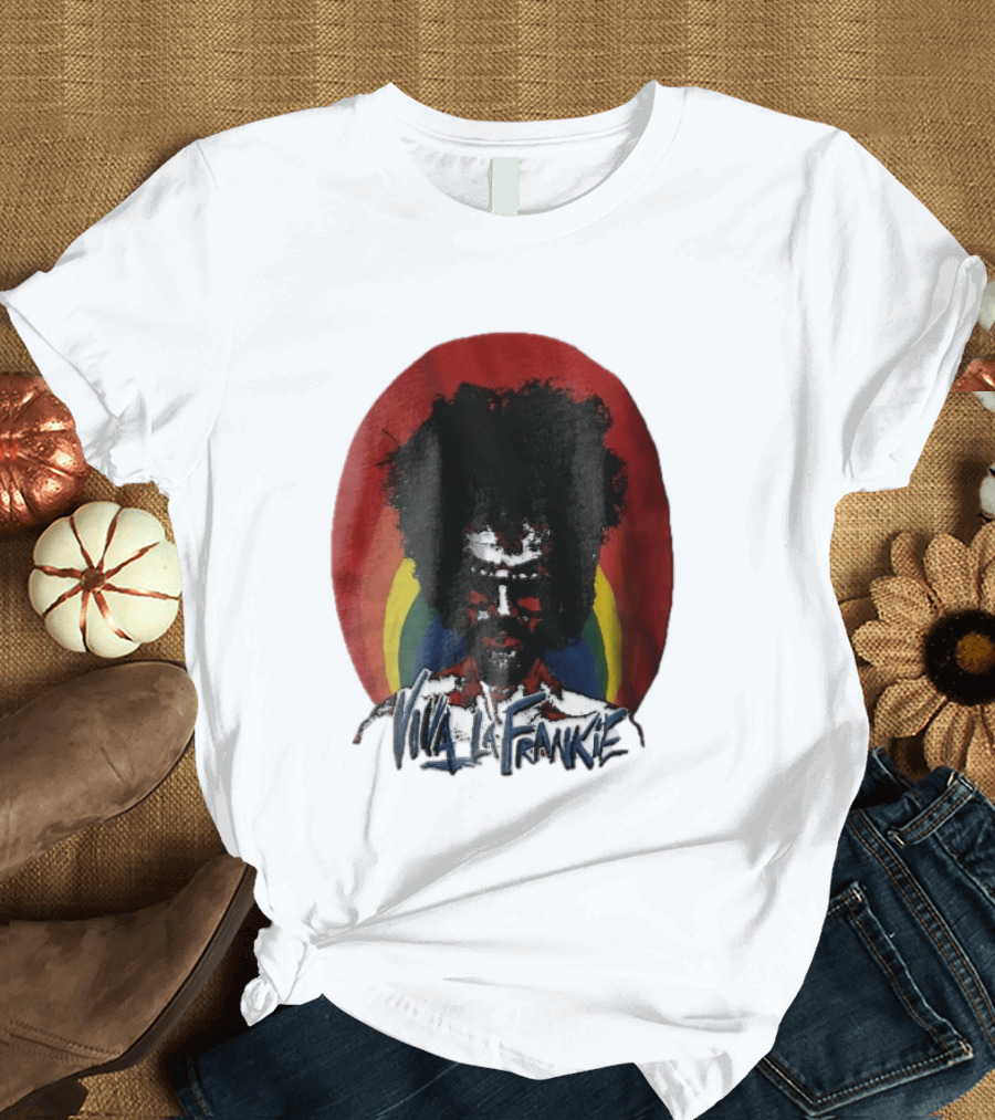 Viva LA Frankie Afro Man Glasses Rainbow Oval T-Shirt