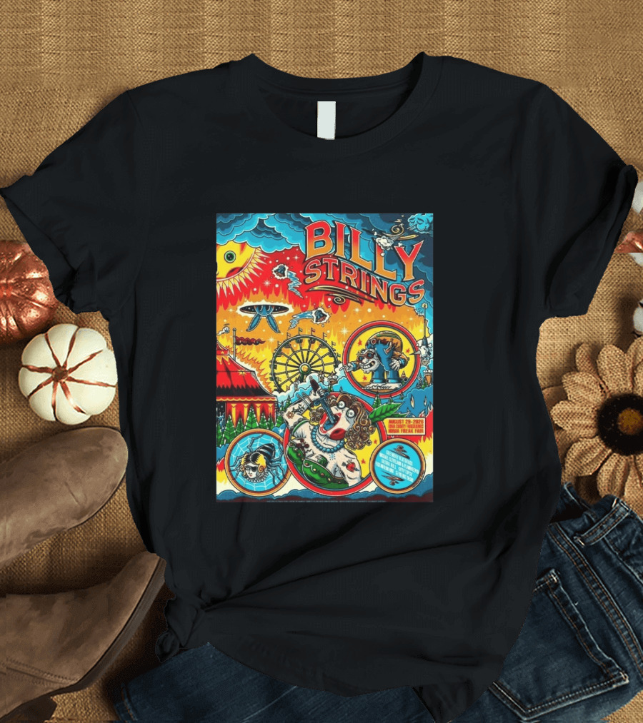 Billy Strings Ionia Freak Fair 2026 Night 2 Ionia MI August 29 UFO Carnival Extravaganza Ferris Wheel T-Shirt