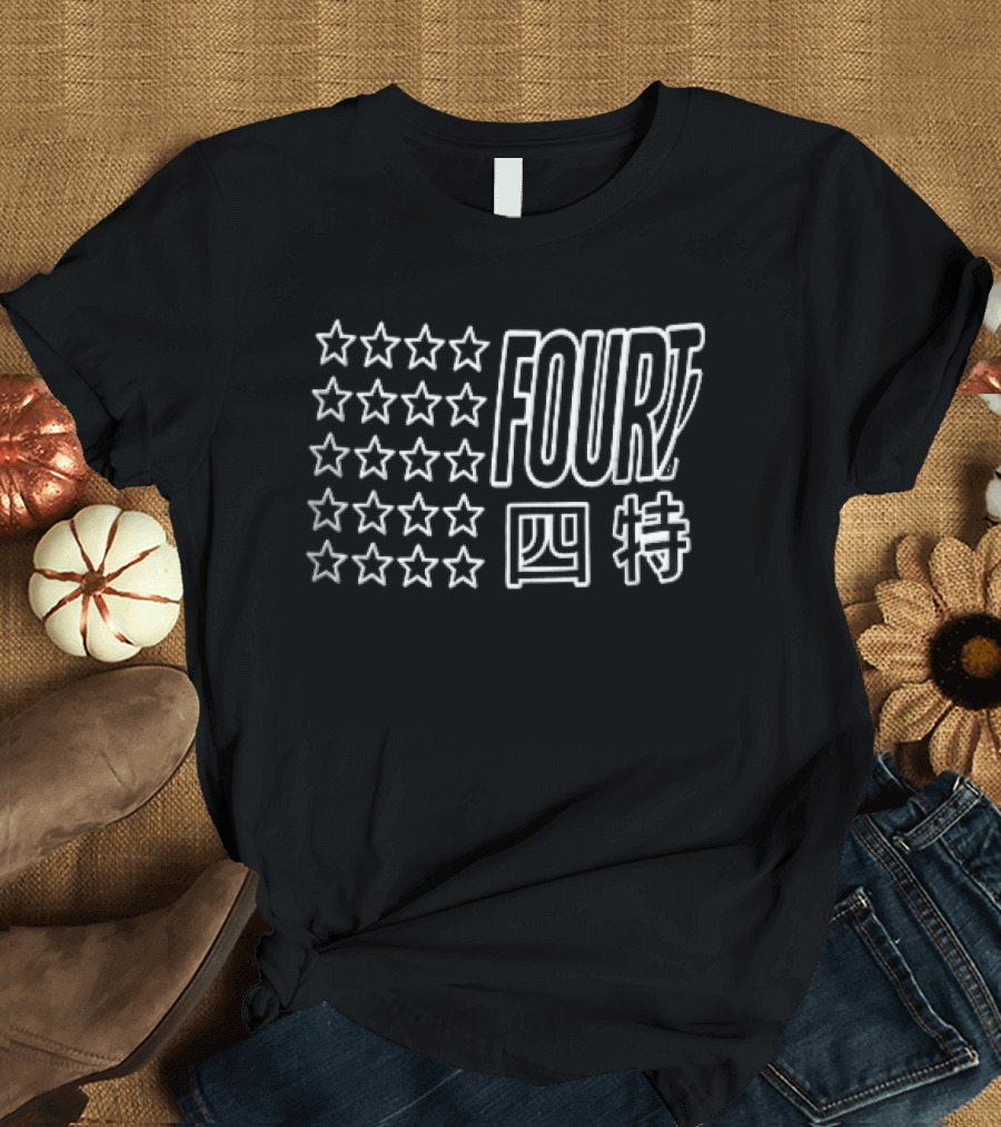 Four Kanji Stars American Flag Layout Four T-Shirt