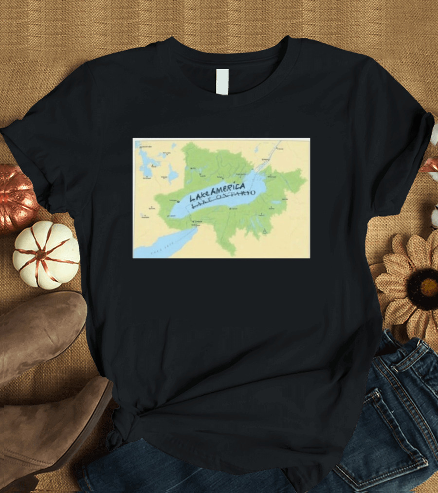 Lake Ontario Map Lake America Fun Geography Twist T-Shirt