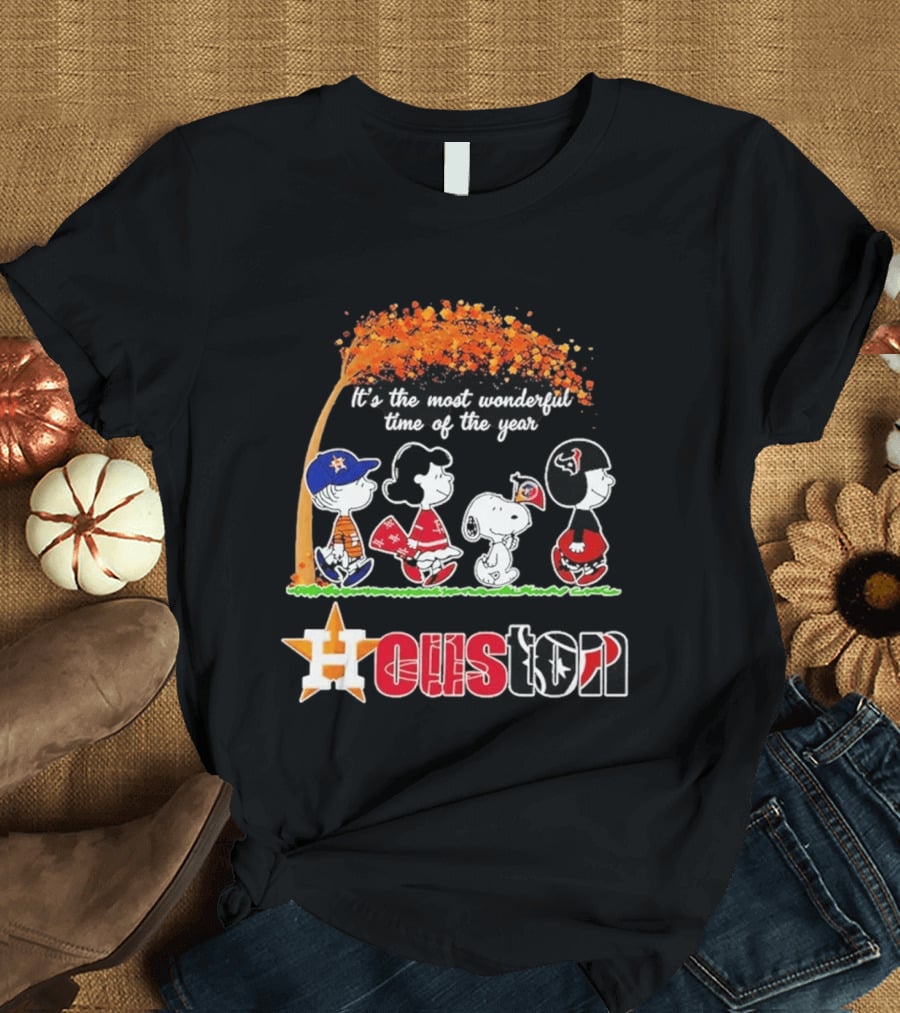 Houston Peanuts Halloween Sports Most Wonderful Time 2026 T-Shirt