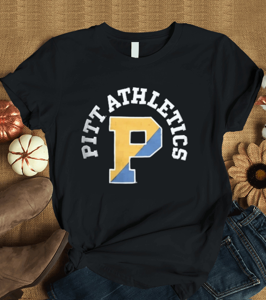 Pitt Athletics P Split Yellow Blue Block Letter Pittsburgh Panthers NCAA T-Shirt