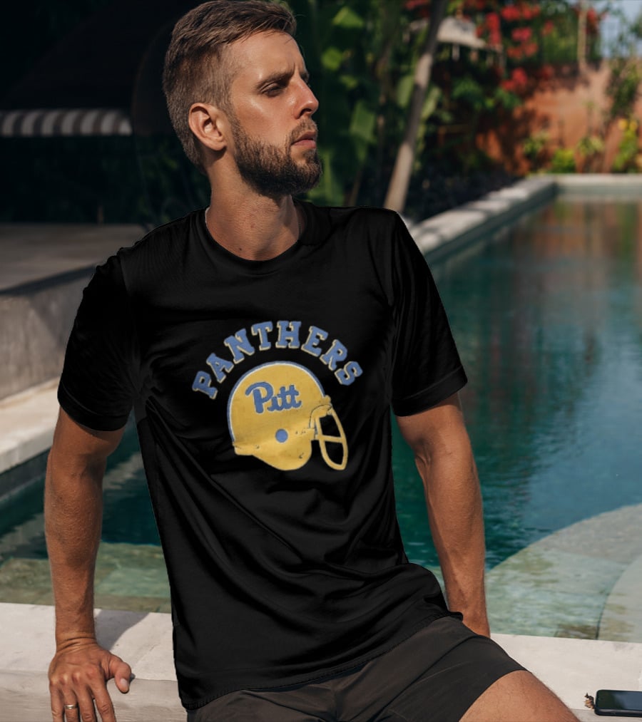 Pittsburgh Panthers NCAA Pitt Yellow Football Helmet Panthers T-Shirt