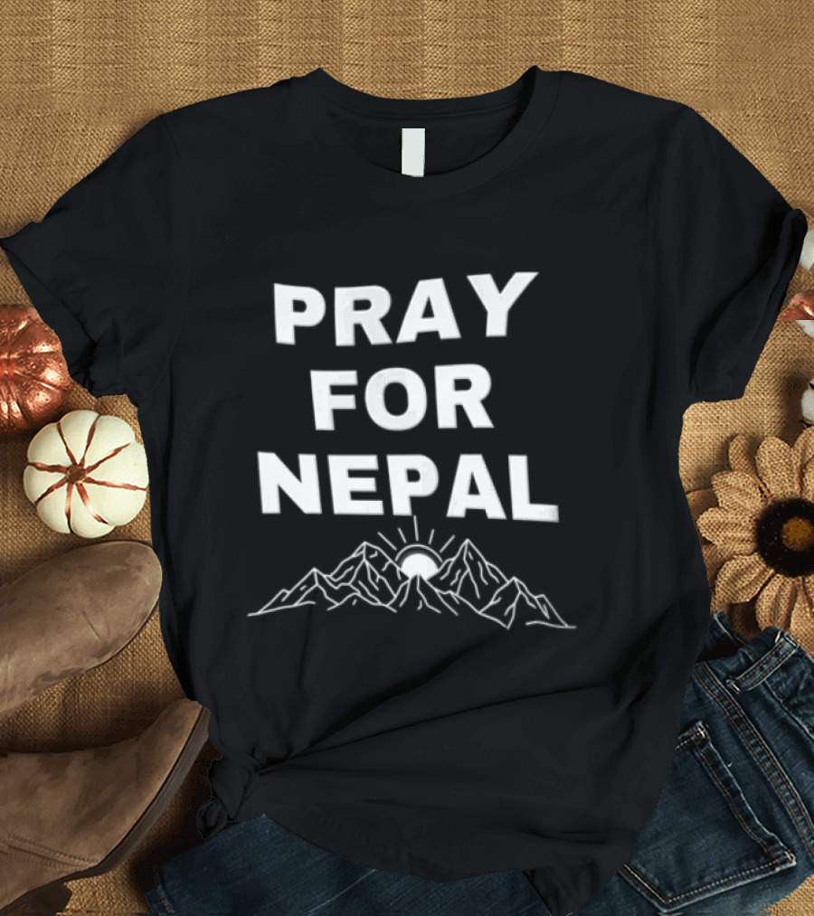 Pray For Nepal Himalayan Mountain Sun Relief Support T-Shirt
