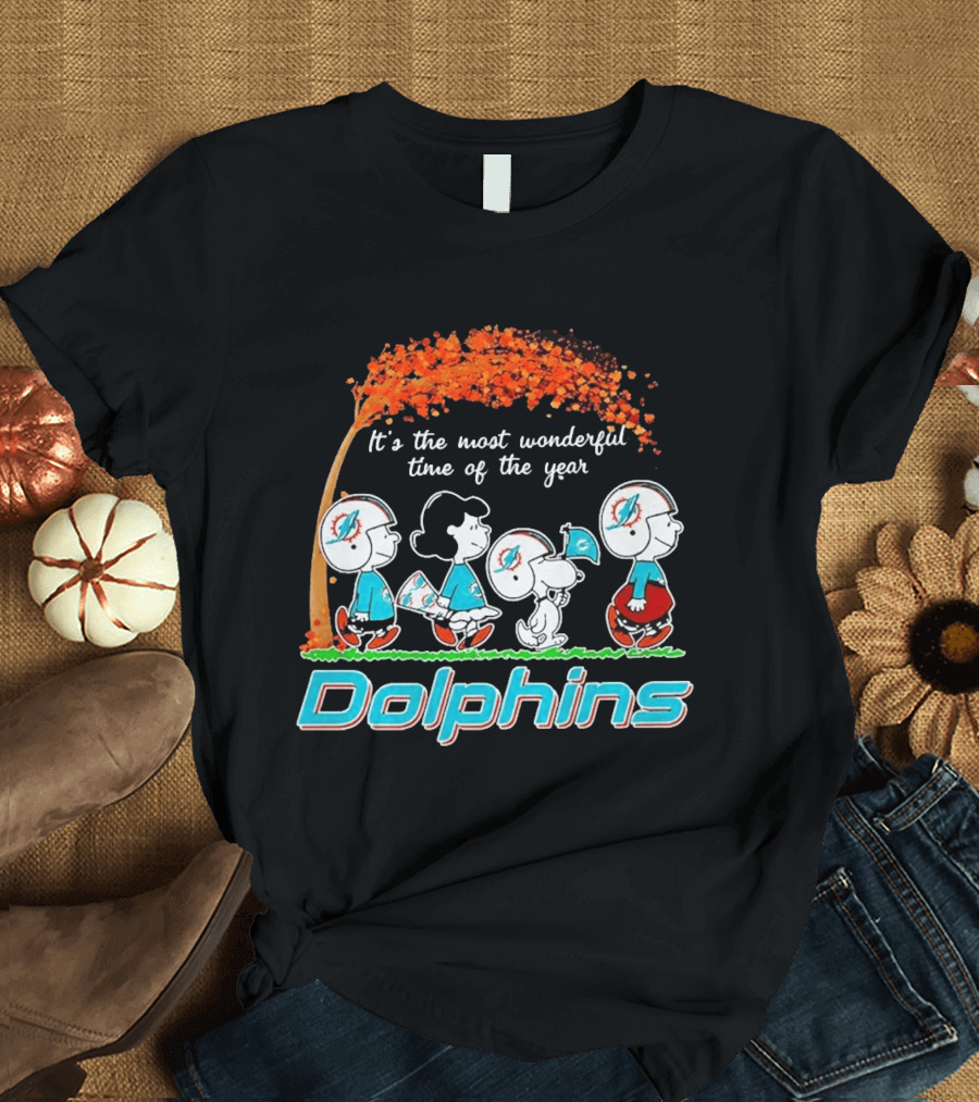 Peanuts Miami Dolphins It's The Most Wonderful Time Of The Year Halloween 2026 T-Shirt