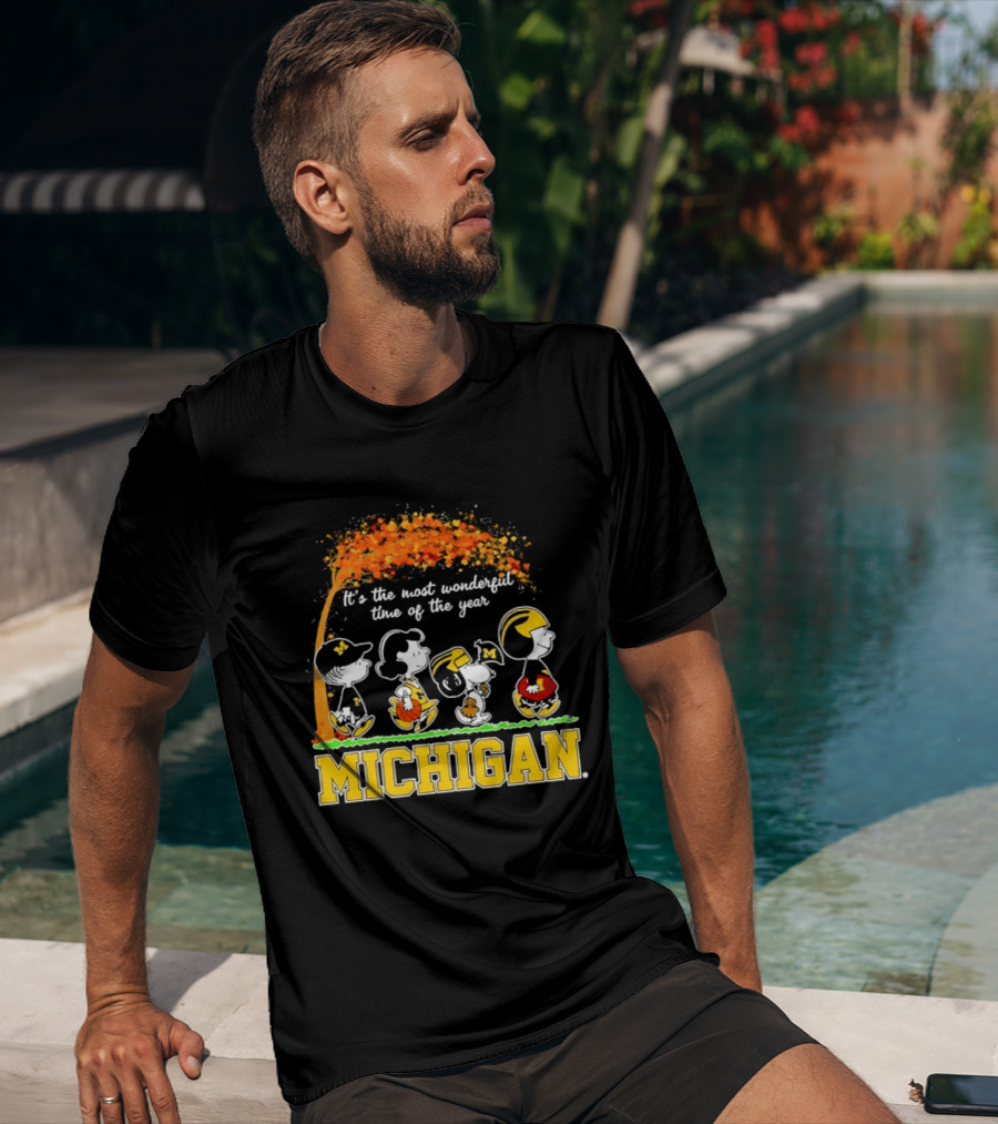 Michigan Wolverines Peanuts Halloween It's The Most Wonderful Time 2026 T-Shirt
