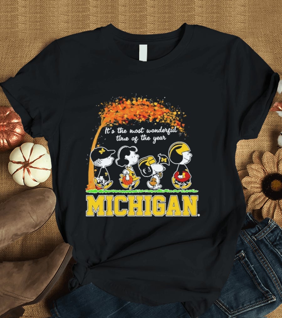 Michigan Wolverines Peanuts Halloween It's The Most Wonderful Time 2026 T-Shirt