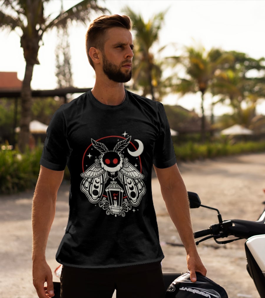 Mothman Lantern Moon Stars T-Shirt