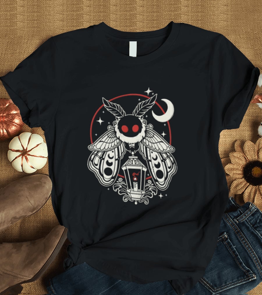 Mothman Lantern Moon Stars T-Shirt